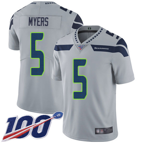 Seattle Seahawks Limited Grey Men Jason Myers Alternate Jersey NFL Football 5 100th Season Vapor Untouchable